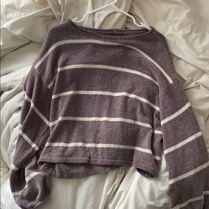 American Eagle Striped Crop Sweater